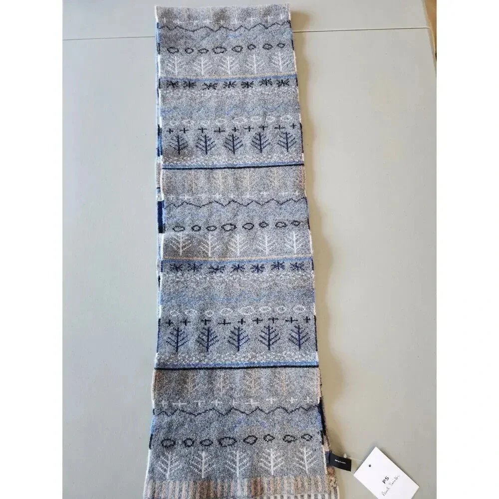 NWT PAUL SMITH reversible Lambswool Scarf 10'' x 70''